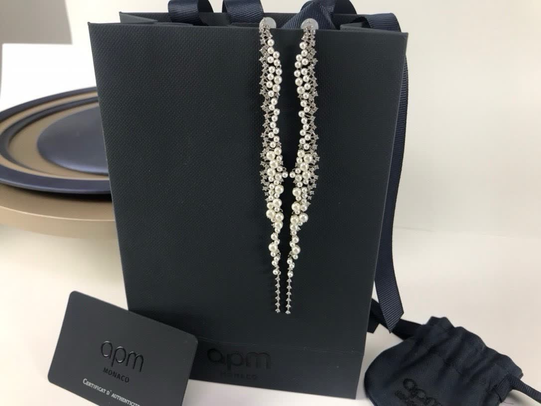 APM Monaco Elegant Silver Long Drop Earrings